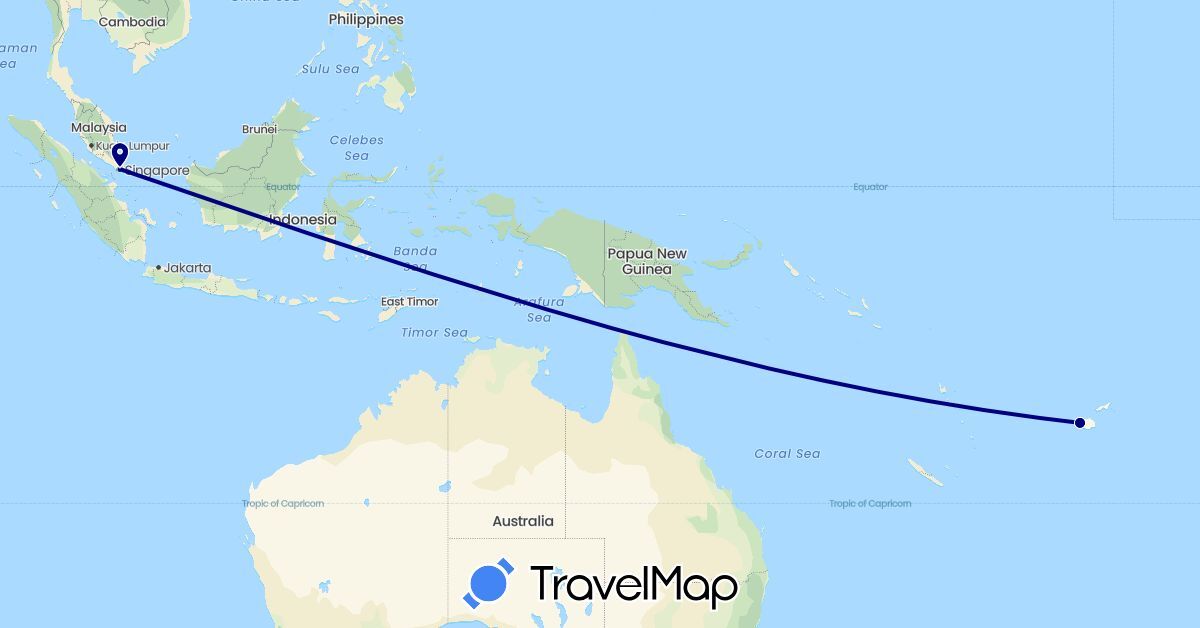 TravelMap itinerary: driving in Fiji, Singapore (Asia, Oceania)